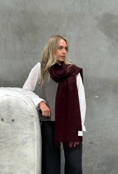 Claret 100% Merino Scarf