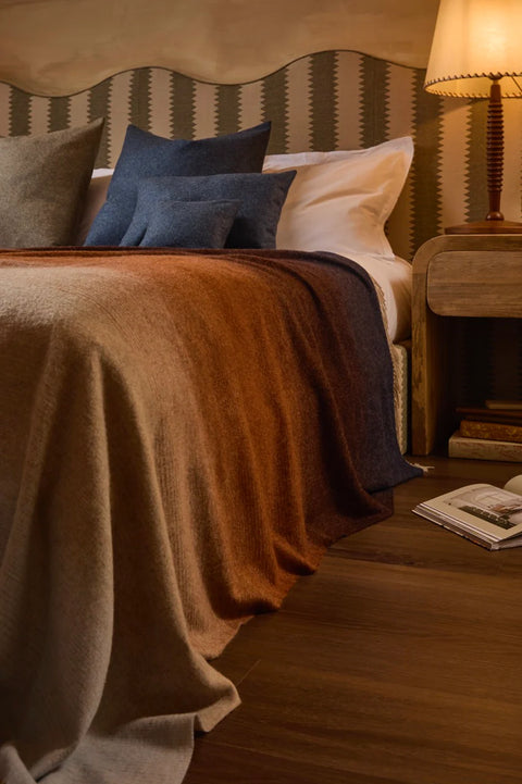 Ombré Stripe - Navy & Rust 100% Merino Throw