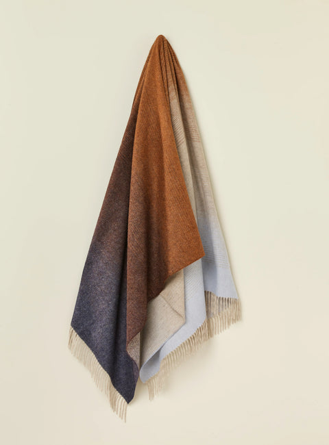 Ombré Stripe - Navy & Rust 100% Merino Throw