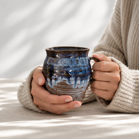 Deep Blue Belly Mug by John Kalb Pottery – alternate view of the handmade glaze