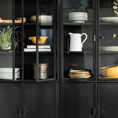 Kingston metal cabinet styled in a living room setting