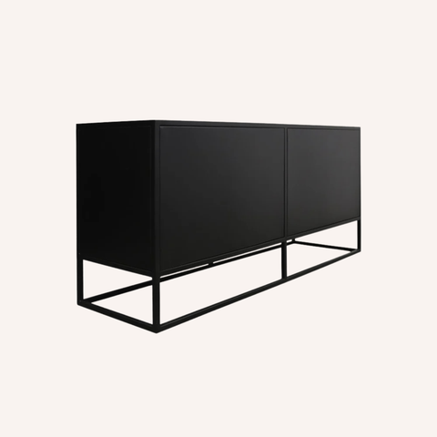 Kingston metal sideboard detail showing solid door and fixed internal shelving