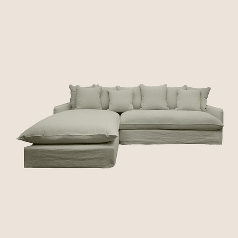 Lazy Days chaise sofa 2.5 Seat LH Chaise in Khaki, front view