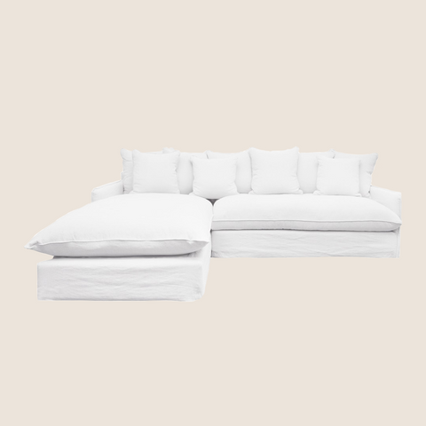 Lazy Days chaise sofa 2.5 Seat LH Chaise in White, front view