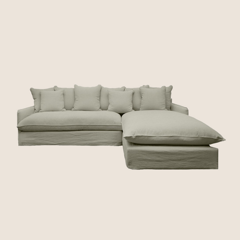 Lazy Days chaise sofa 2.5 Seat RH Chaise in Khaki, front view