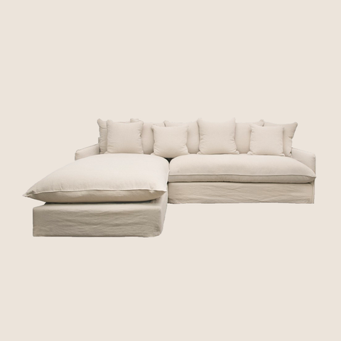 Lazy Days chaise sofa 2.5 Seat TH Chaise in Oatmeal, front view
