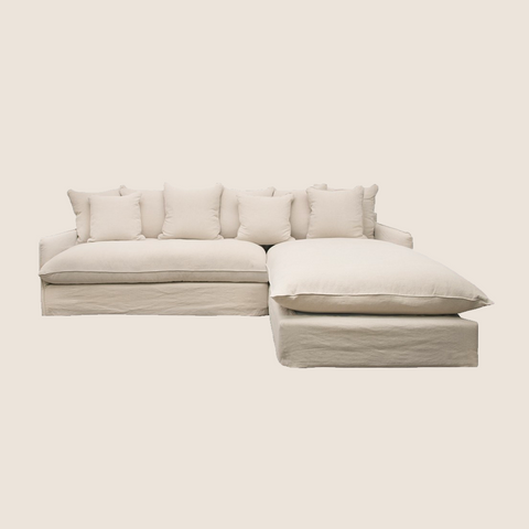 Lazy Days chaise sofa in Oatmeal, full view