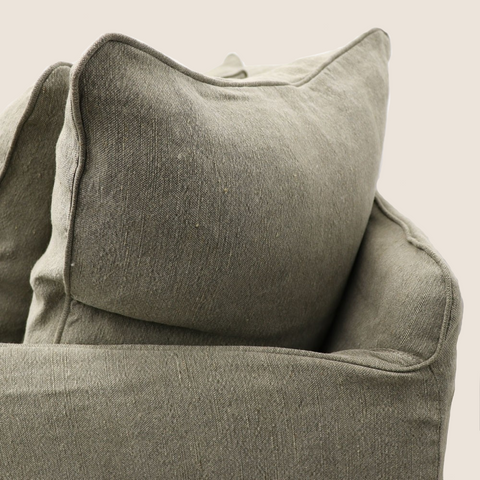 Lazy Days slipcover armchair in Khaki, close up 