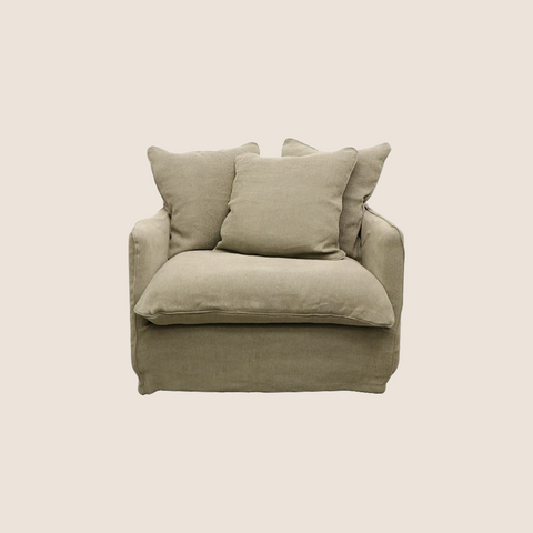 Lazy Days slipcover armchair in Khaki, front view