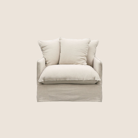 Lazy Days slipcover armchair in Oatmeal, front view