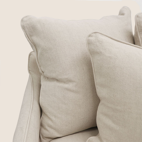 Lazy Days slipcover armchair in White, close up 