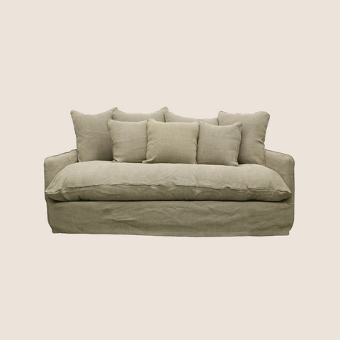 Lazy Days slipcover sofa 2 Seater in Khaki, front view