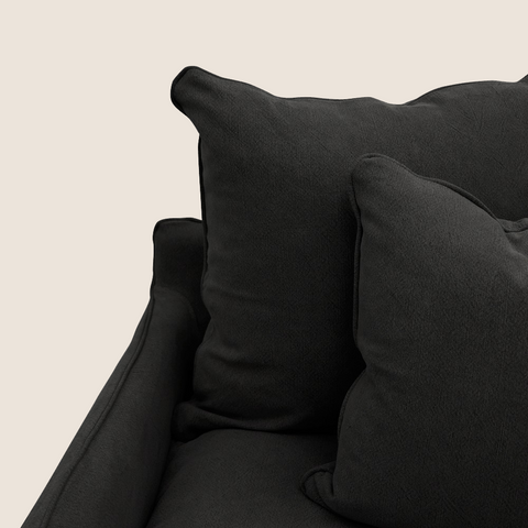 Lazy Days slipcover sofa 2 Seater in carbon, close up 
