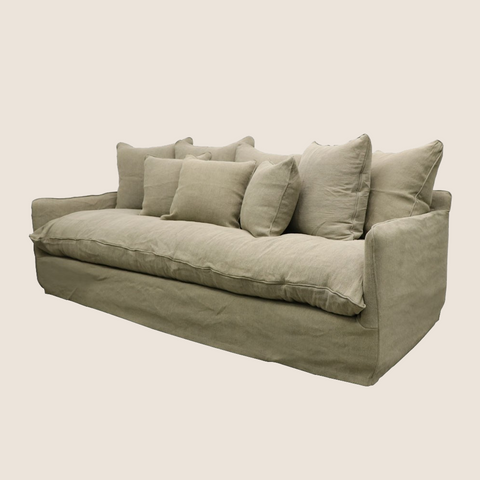 Lazy Days slipcover sofa 3 Seater in Khaki, front view