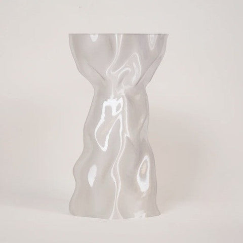 Lulu Noise clear gloss recycled plastic side table with wavy surface texture