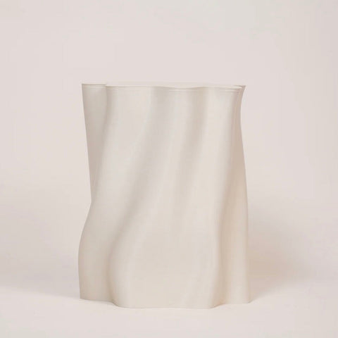 Lulu eggshell recycled plastic stool and side table, front view