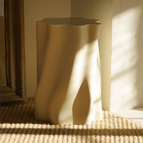 Lulu eggshell stool styled in a contemporary interior