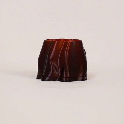 Lulu sculptural amber gloss planter with drip tray, indoor and outdoor use
