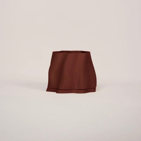 Lulu sculptural burgundy planter with drip tray, indoor and outdoor use