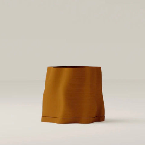 Lulu sculptural ochre planter with drip tray, indoor and outdoor use