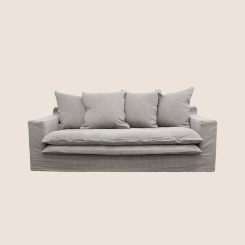 Luxury Lodge slipcover sofa 2 Seater in Cement, front view