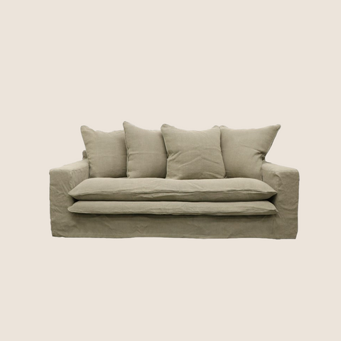 Luxury Lodge slipcover sofa 2 Seater in Khaki, front view