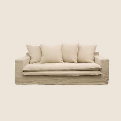 Luxury Lodge slipcover sofa 2 Seater in Oatmeal, front view