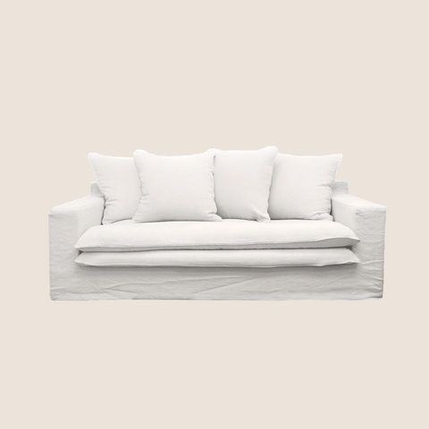Luxury Lodge slipcover sofa 2 Seater in White, front view