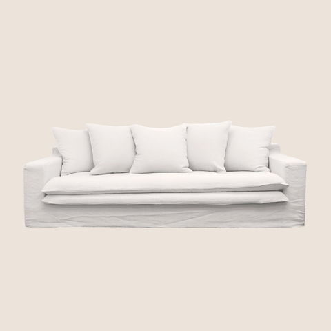 Luxury Lodge slipcover sofa 3 Seater in White, front view