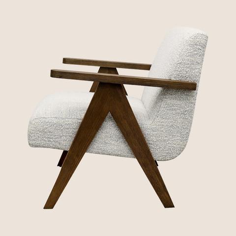 Madison armchair alternate side view showing seat depth and arm height