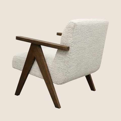 Madison armchair back view showing clean upright silhouette and timber legs