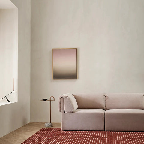 Marlow Wine Rug styled with furniture showing high-low wool pile