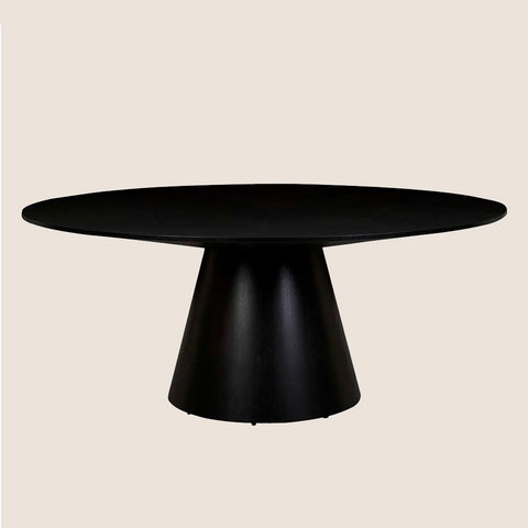 Matthew round dining table matt dark oak 1800cm, front view