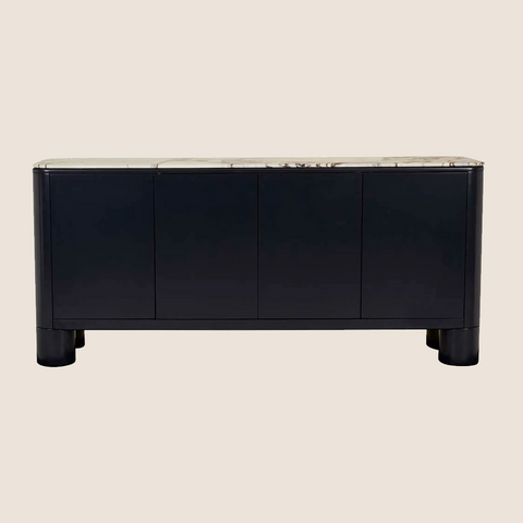 Maven sideboard in ocean marble and navy, front view