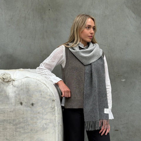 Mid Grey and Silver Merino Scarf