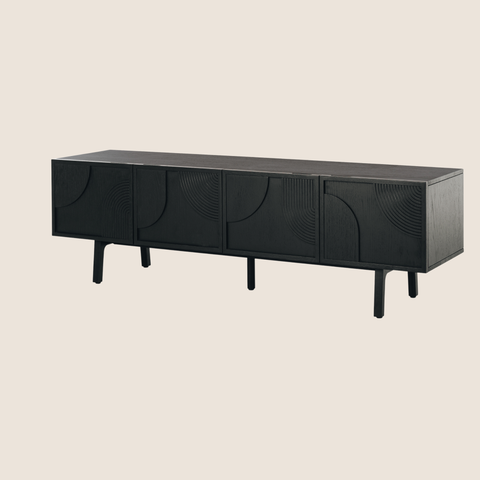 Modern Ritual TV Unit Black alternate angle showing slender leg base