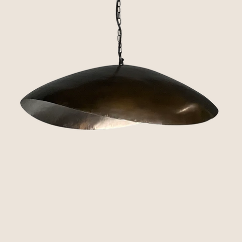 Moira Black pendant light, large size, front view showing wavy iron form