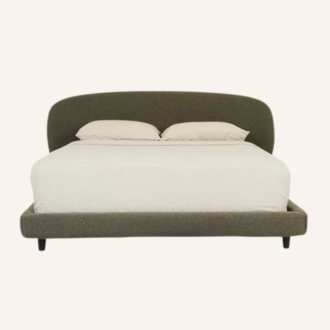 Mondo Bed in Moss boucle, front view