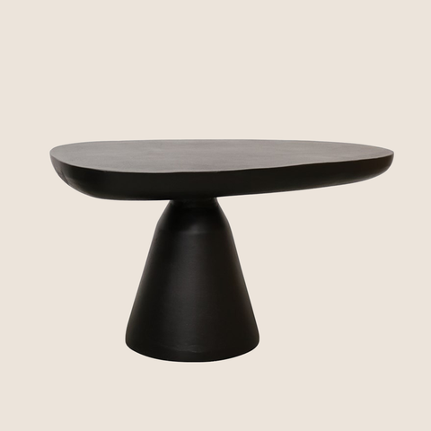 Onepū sand cast aluminium sculptural coffee table in dark earthy finish, 82x44x45cm