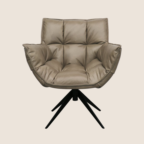 Orbit swivel chair in Beige top grain leather, front view