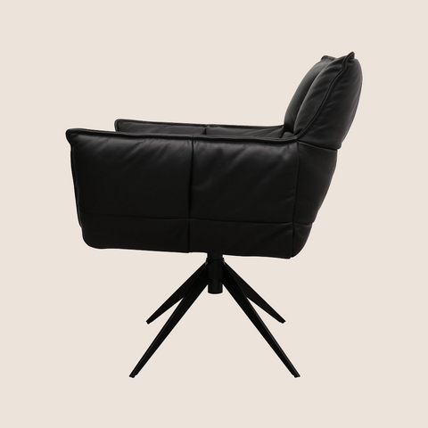 Orbit swivel chair in Black leather, alternate angle