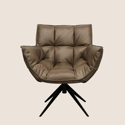Orbit swivel chair in Brown top grain leather, front view