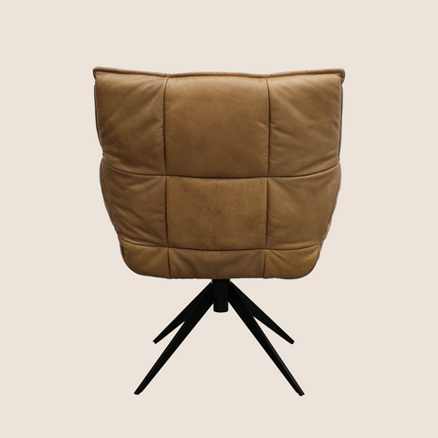 Orbit swivel chair in Tan leather, alternate angle