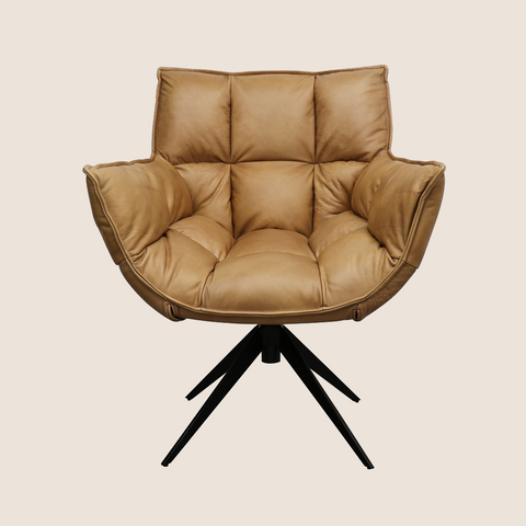 Orbit swivel chair in Tan top grain leather, front view