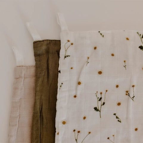 Organic Muslin Facecloths colour options