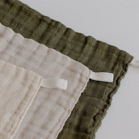 Organic Muslin Facecloths herringbone loop detail