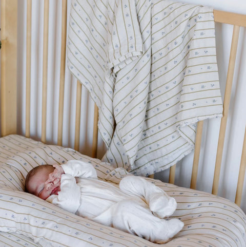 Organic Muslin Swaddle Blanket styled