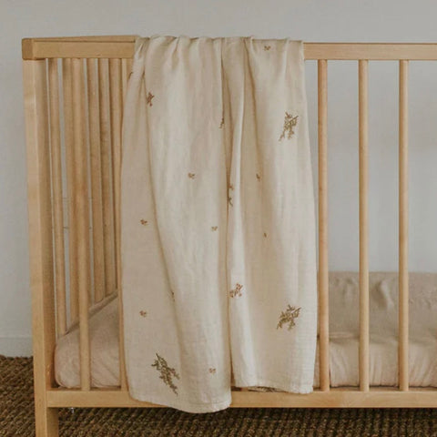 Organic Muslin Swaddle Blanket styled shot