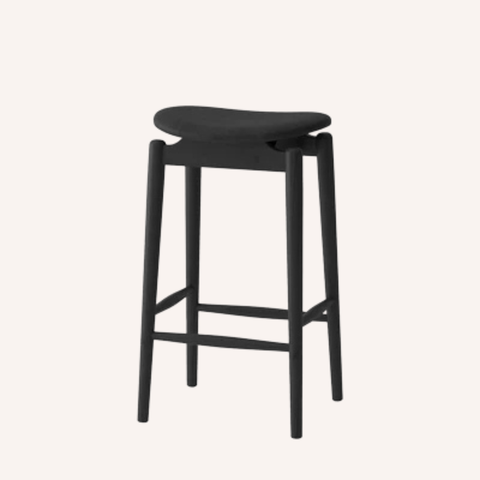 Oslo barstool in Black finish with leather seat, front view