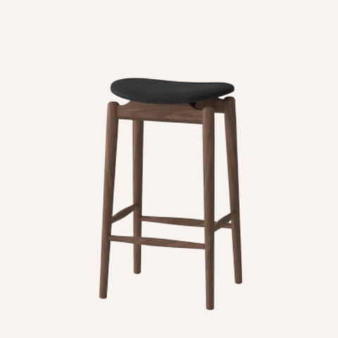 Oslo barstool in Walnut finish with leather seat detail